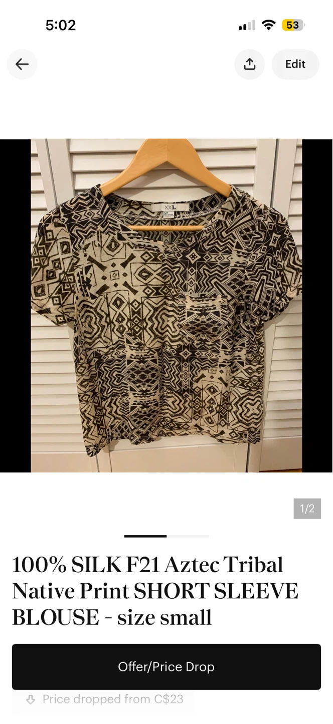 MOVING! QUICK PICK UP! F21 100% SiLK Print Blouse - Small