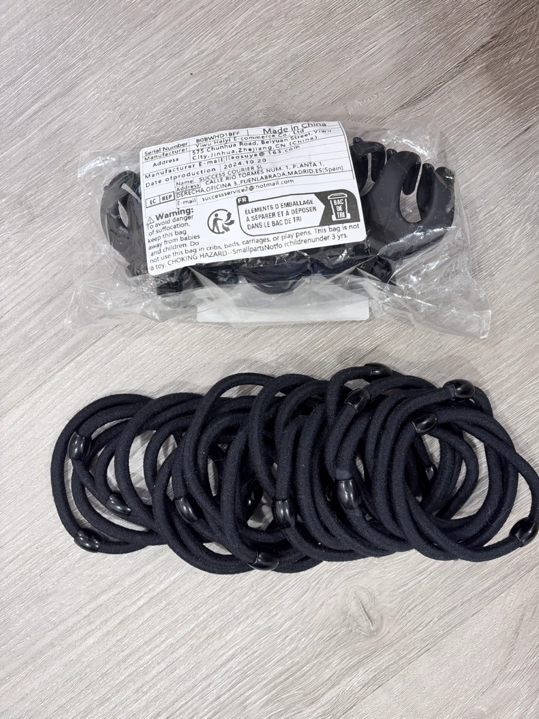 Black Hair Ties and Claw Clip Set