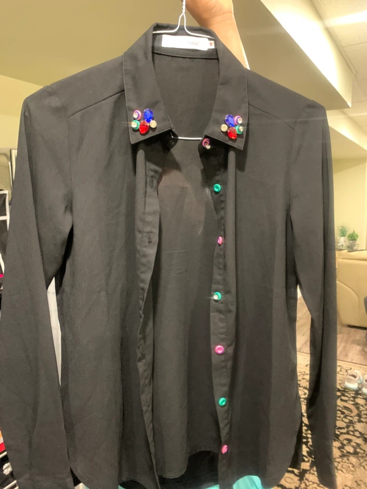 the love brand Black Shirt with Gem Details