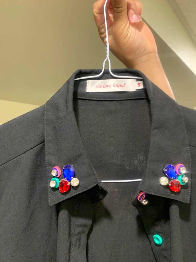 the love brand Black Shirt with Gem Details - photo 3