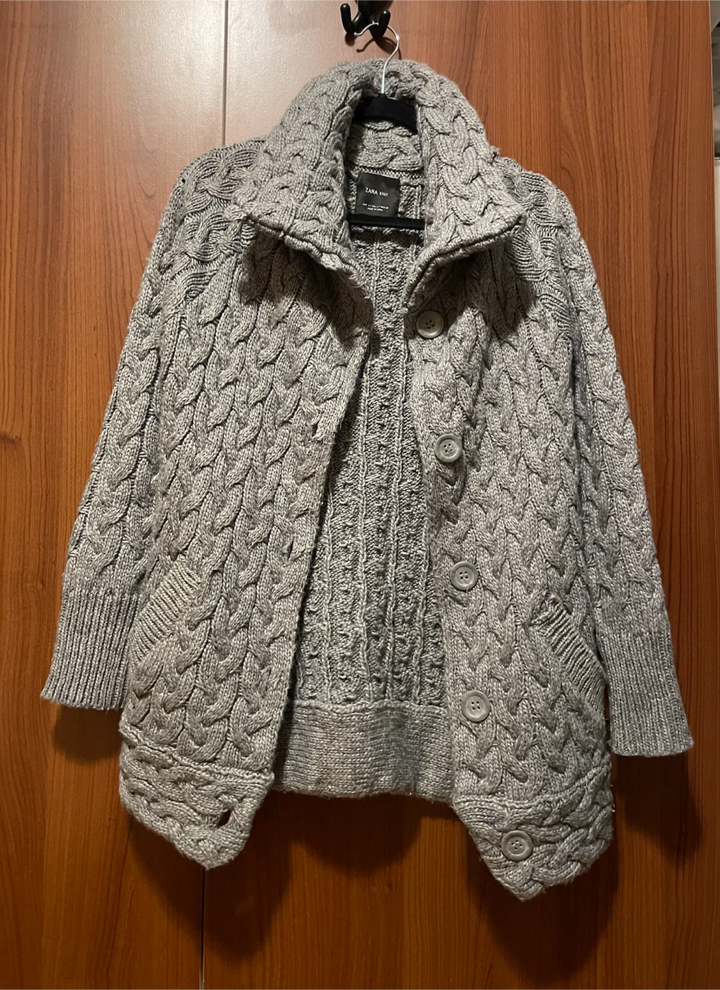Zara Knit Grey Cable-Knit Cardigan