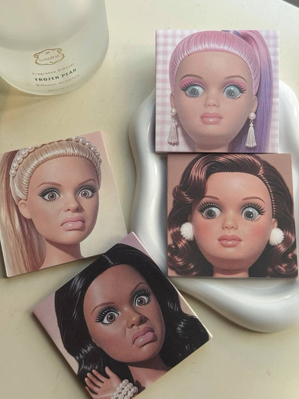 Doll Face Sticky Notes, Set of 4