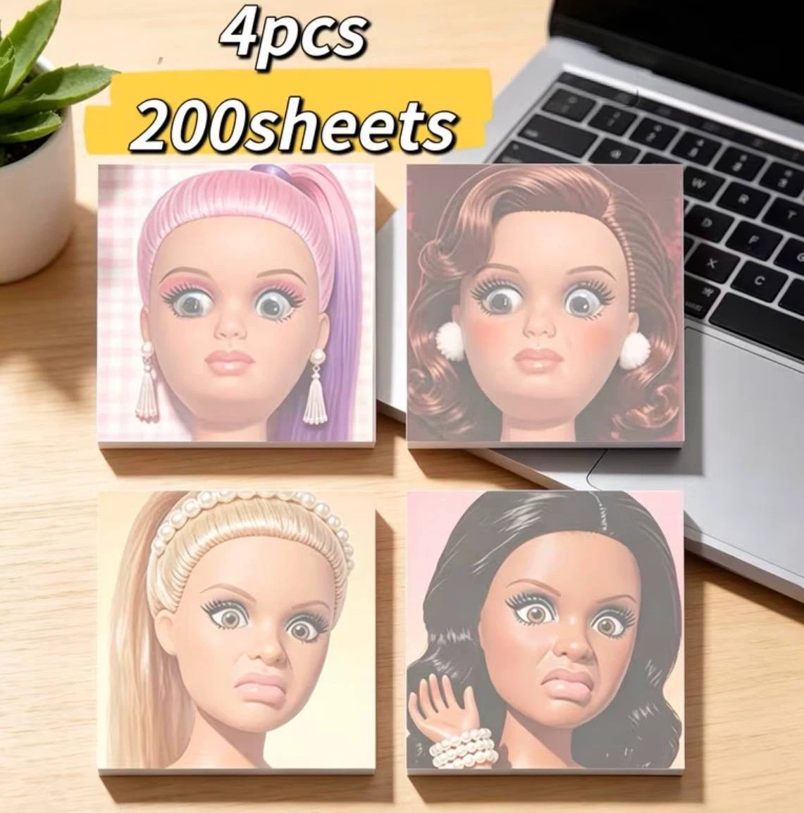 Doll Face Sticky Notes, Set of 4 - photo 5
