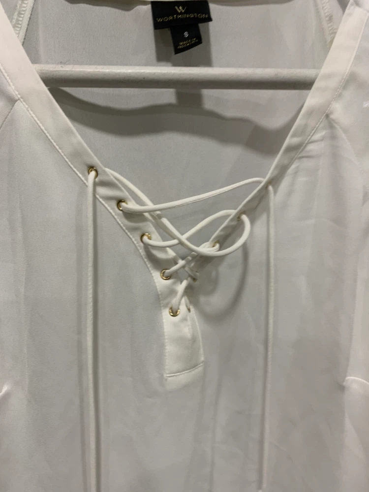Worthington White Lace-Up Blouse - photo 2