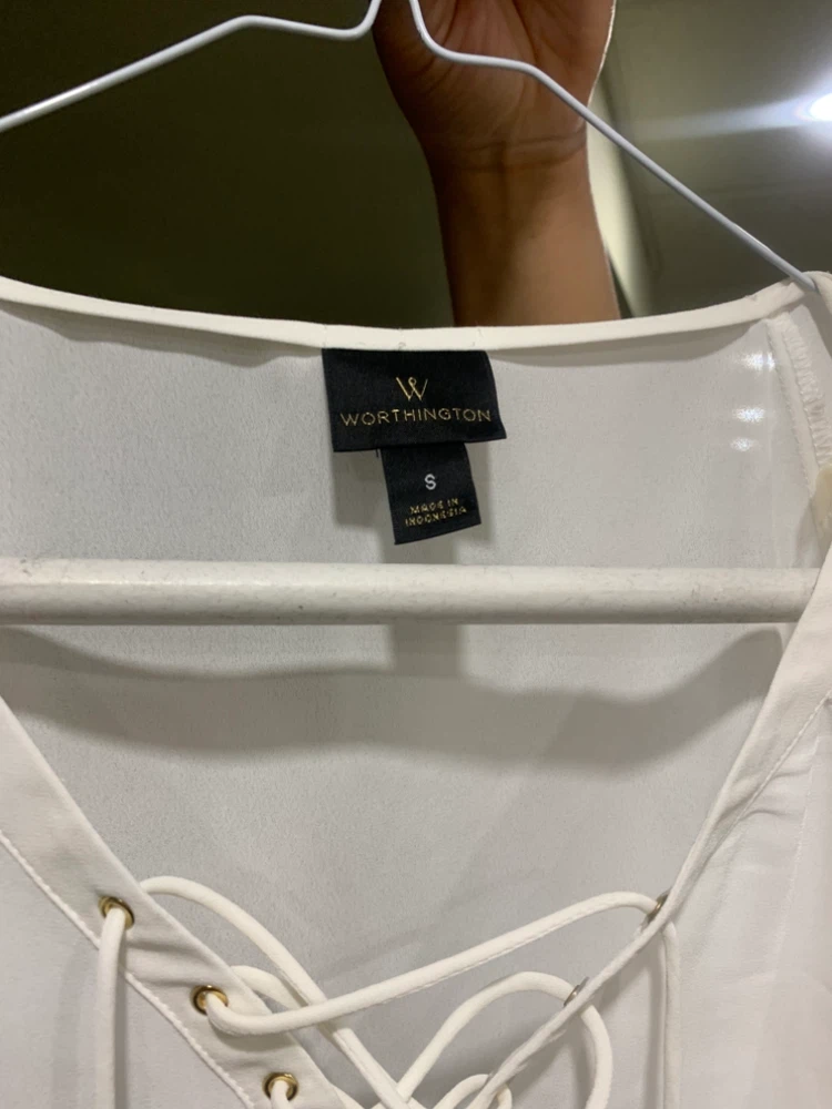 Worthington White Lace-Up Blouse - photo 3