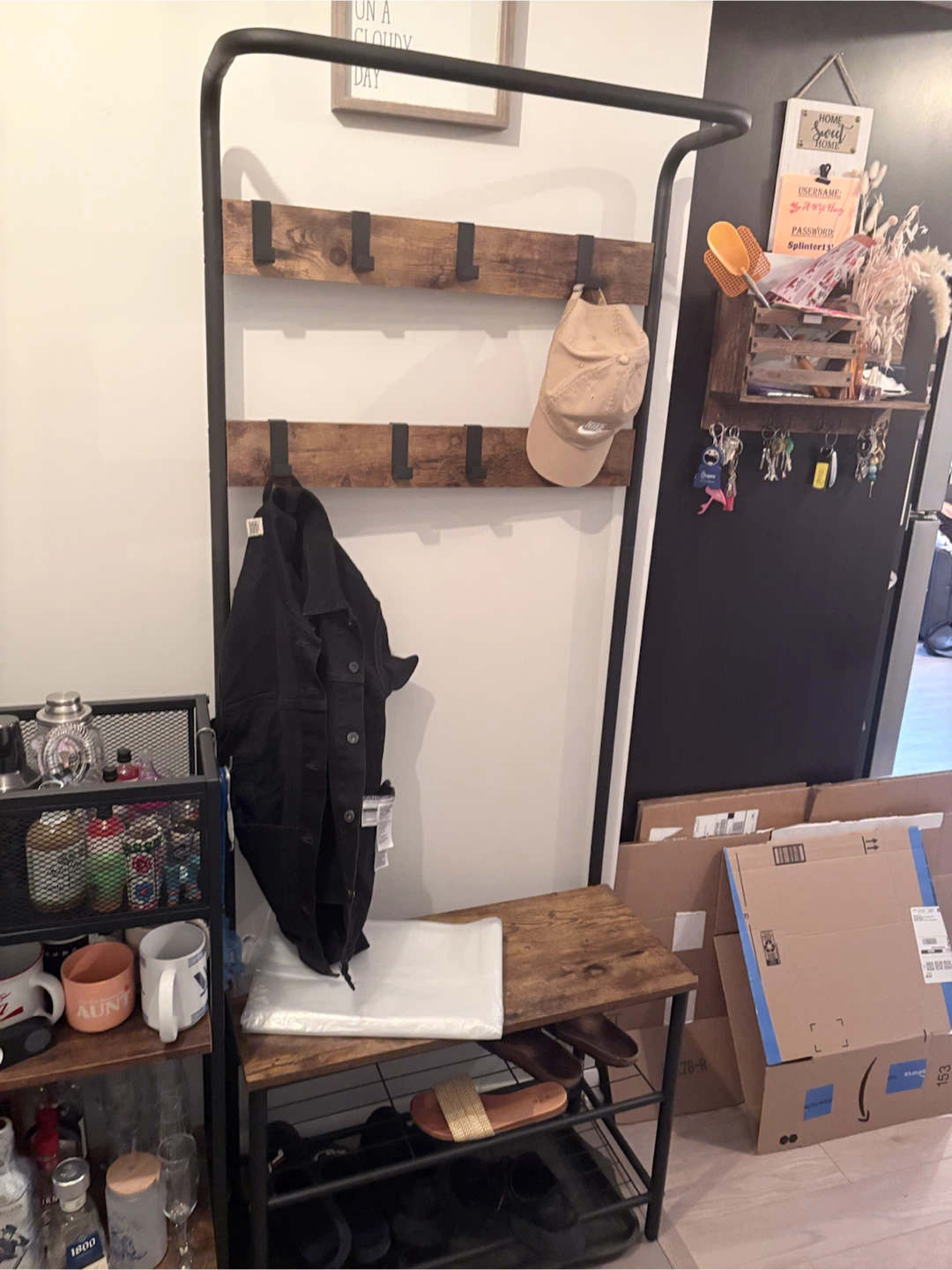 Industrial Hall Tree Coat and Shoe Rack