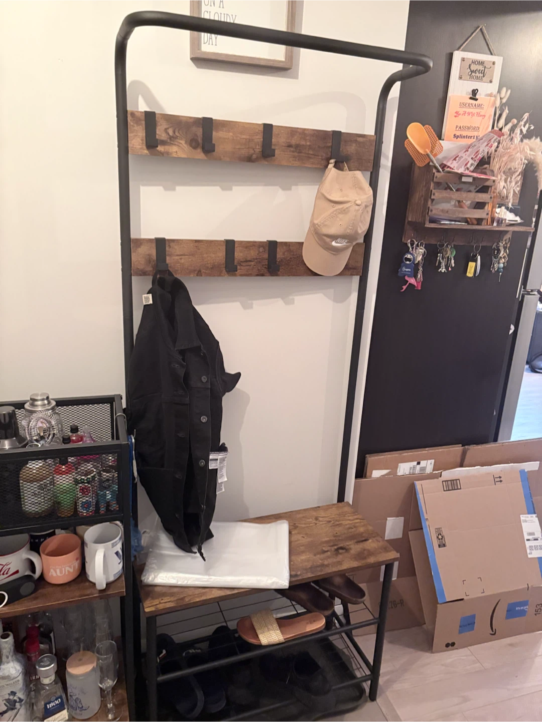 Industrial Hall Tree Coat and Shoe Rack - photo 2