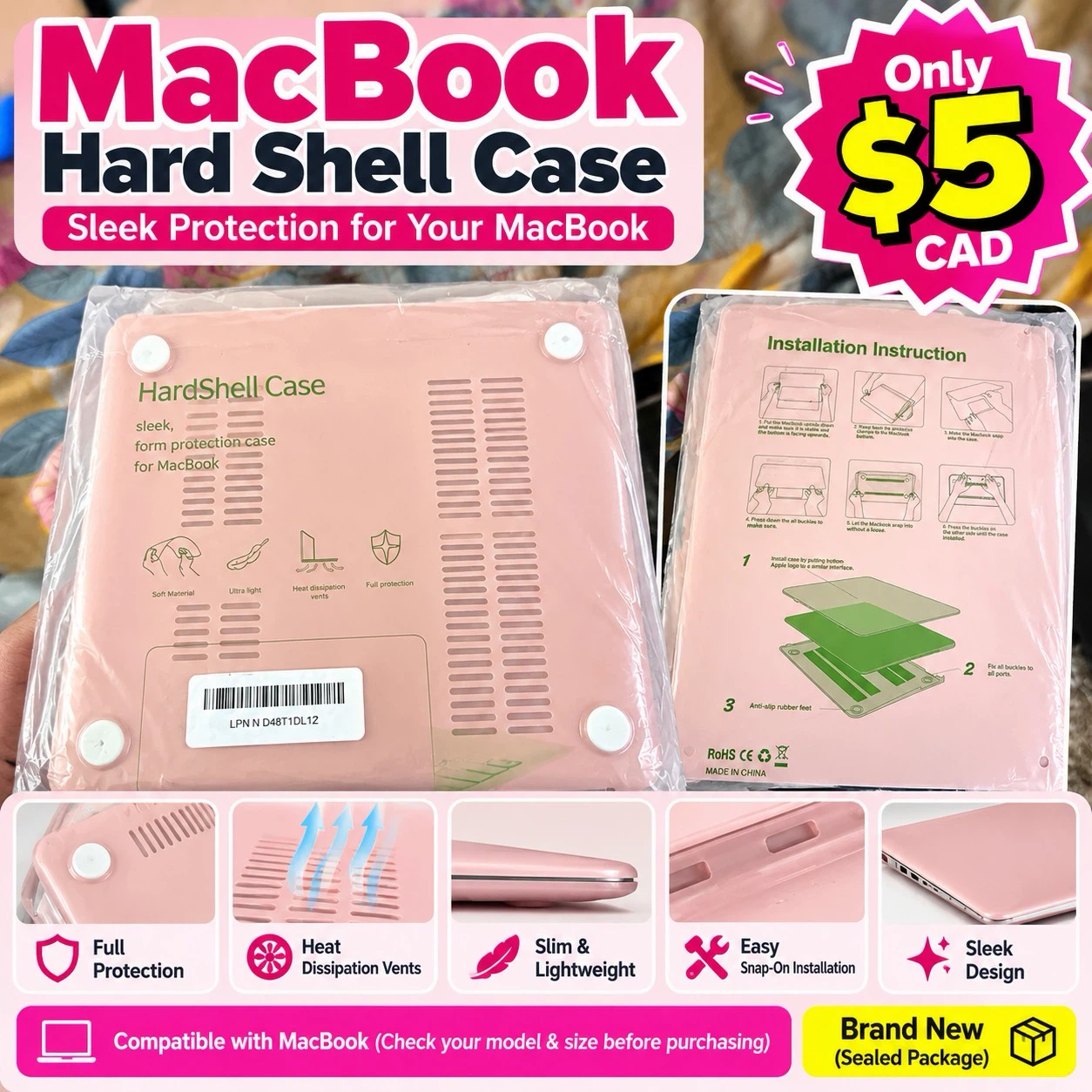 Pink MacBook Hard Shell Case