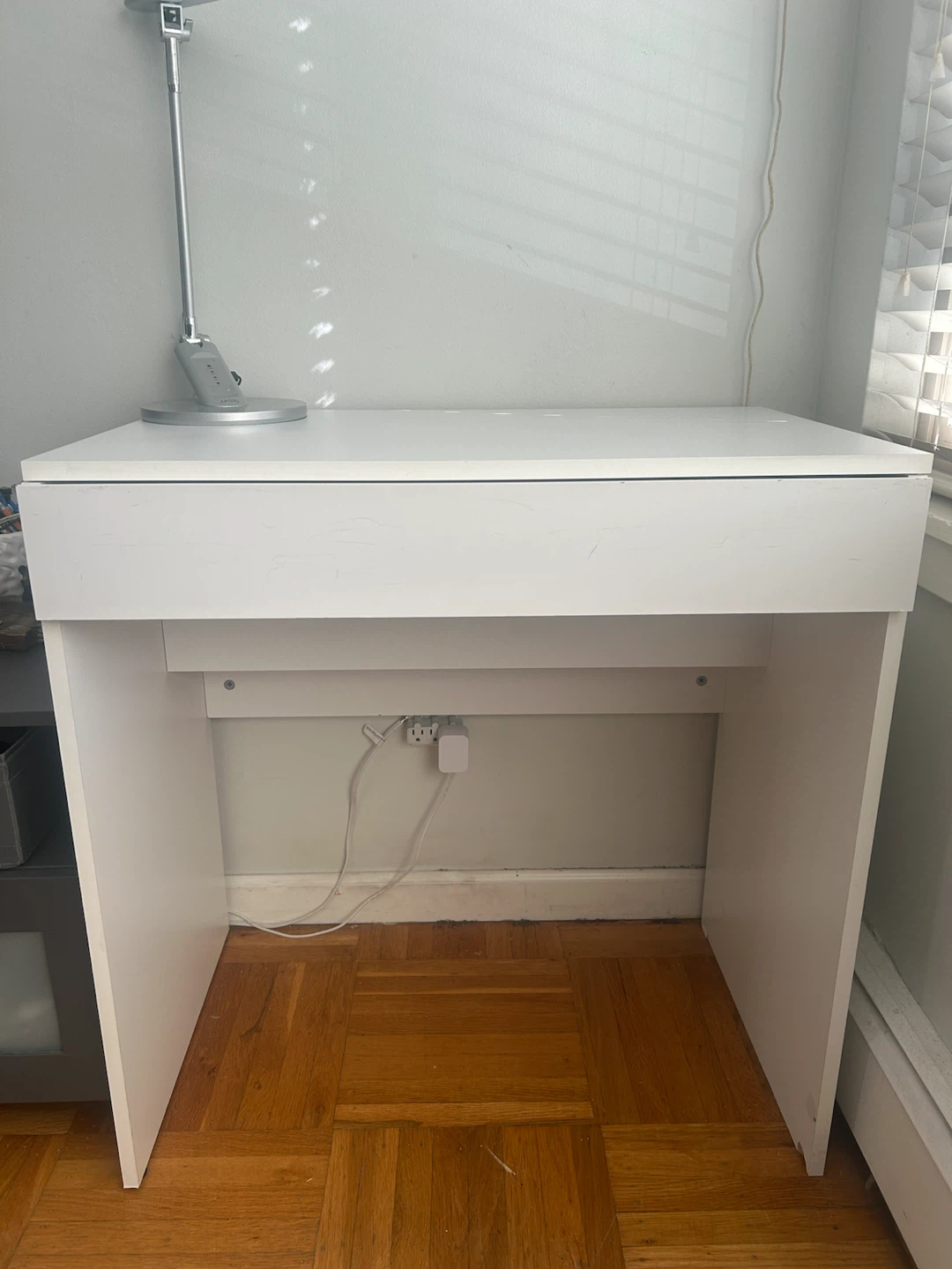 White Vanity Desk with Flip-Up Mirror – $35 - photo 2