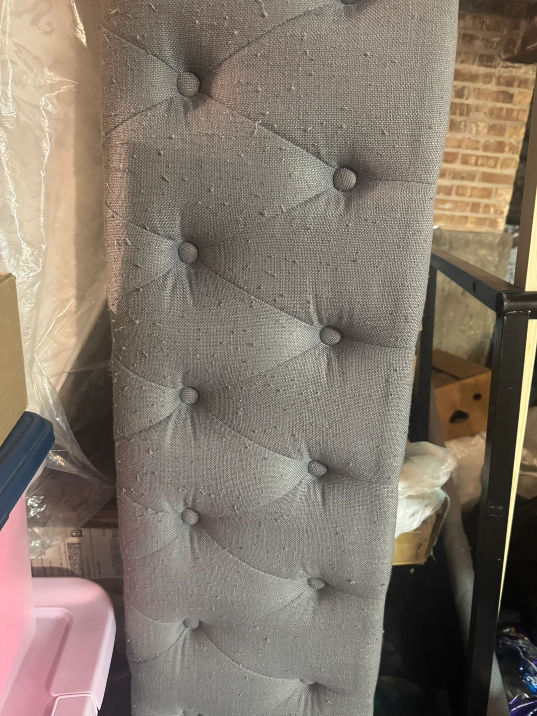 Gray Tufted Fabric Bed Frame