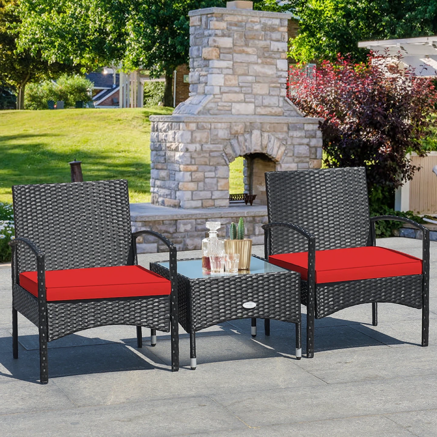 3-Piece Rattan Patio Bistro Set - photo 2