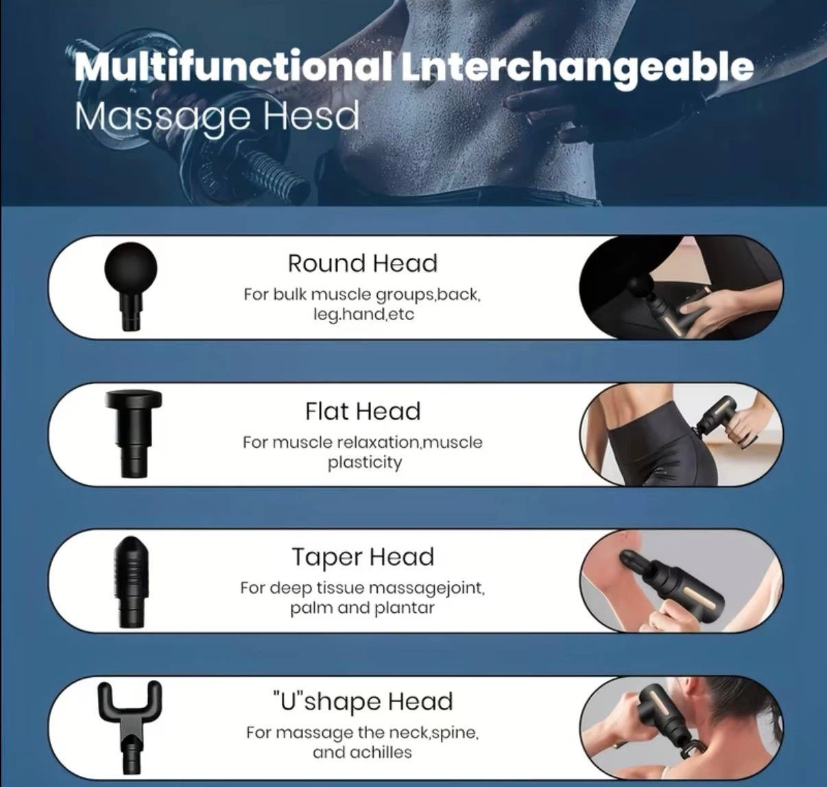 Portable Mini Percussion Massage Gun with 4 Attachments - photo 5