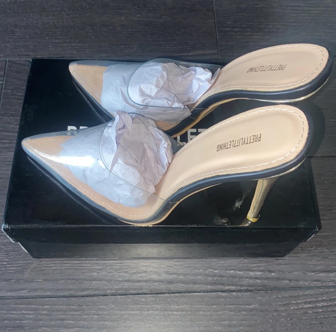 PRETTYLITTLETHING Clear Mule Court Heels - Size 3 - photo 3