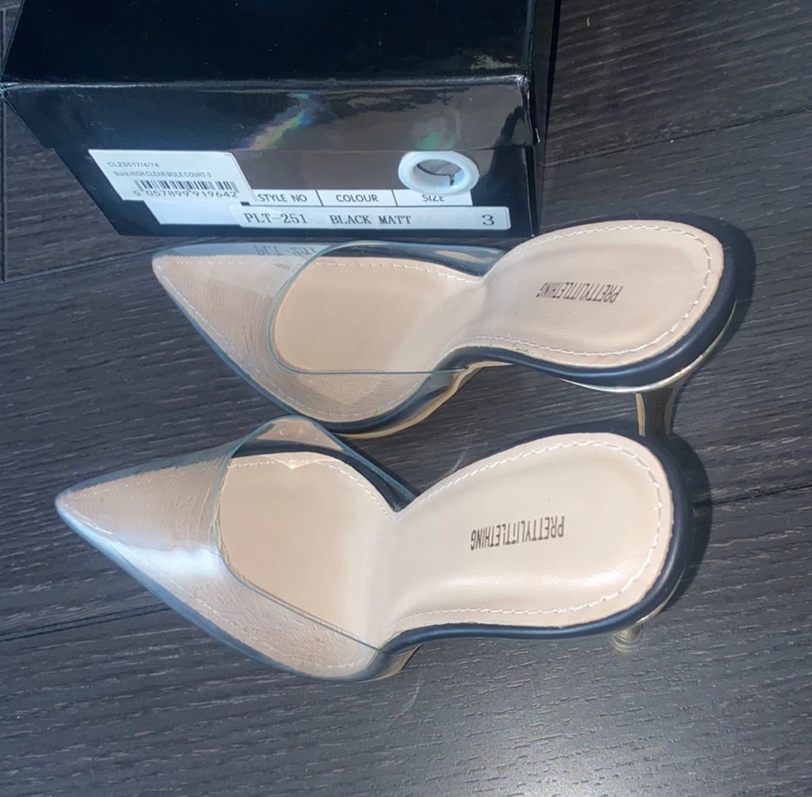PRETTYLITTLETHING Clear Mule Court Heels - Size 3 - photo 4