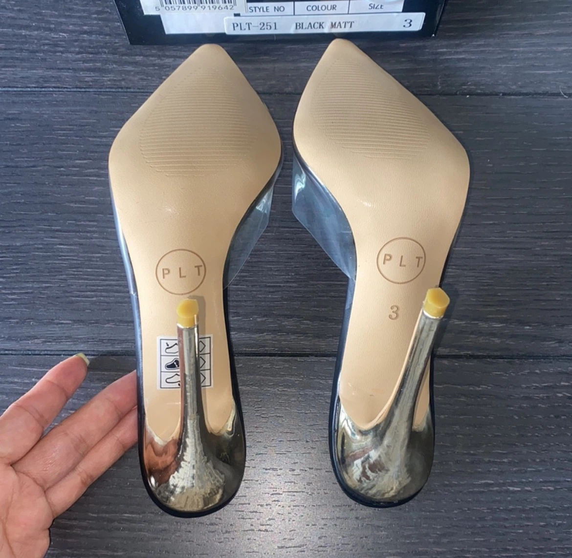 PRETTYLITTLETHING Clear Mule Court Heels - Size 3 - photo 5