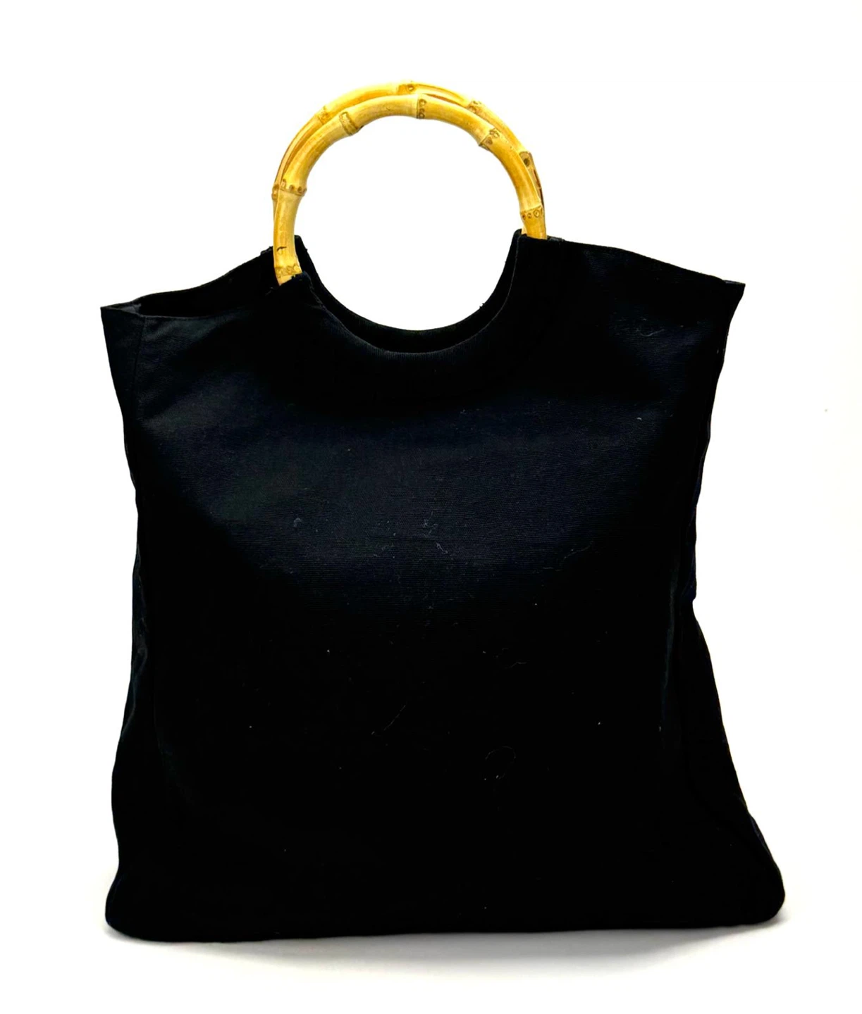 ELLE Black Canvas Tote Bag with Bamboo Handles - photo 2