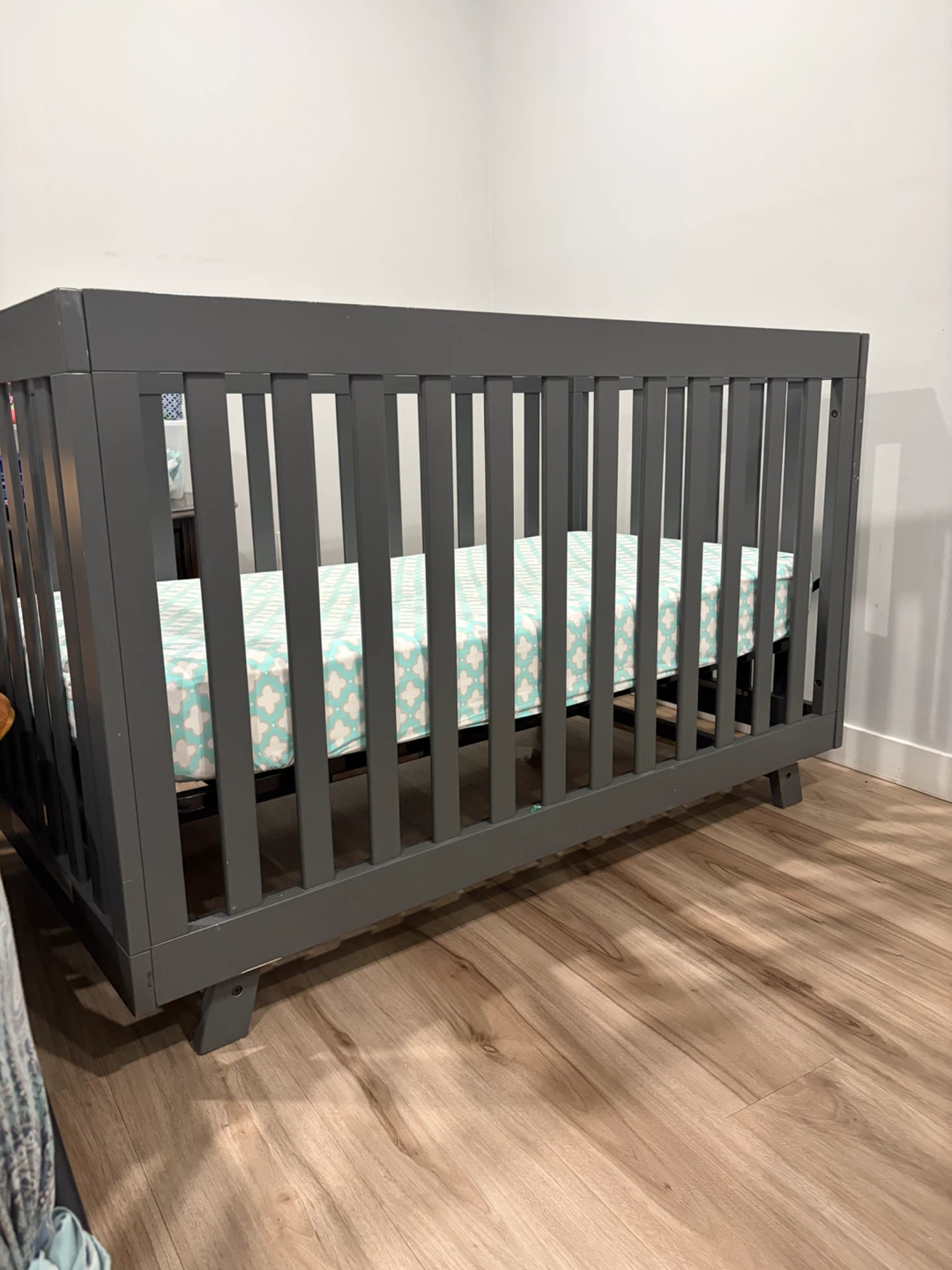 Grey Wooden Baby Crib with Mattress - photo 5