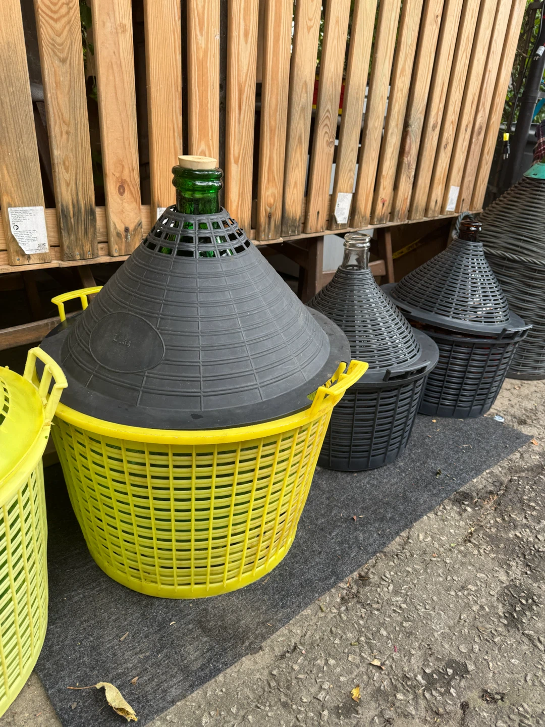 Assorted Glass Carboys with Protective Baskets