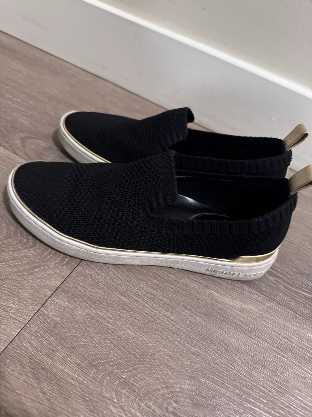 Michael Kors Black Knit Slip-On Sneakers