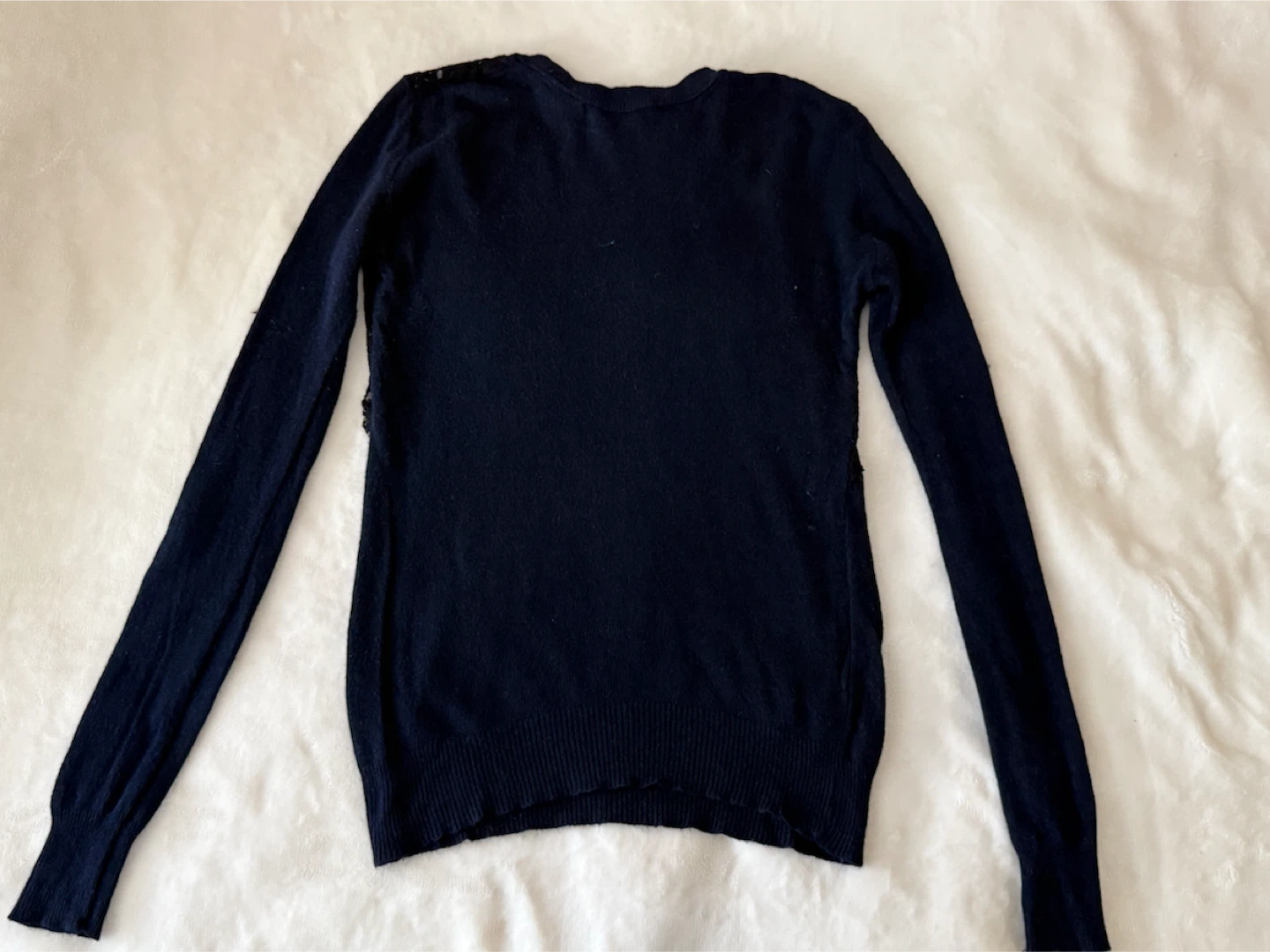 Zara Knit Dark Blue Sweater with Black Lace - photo 3