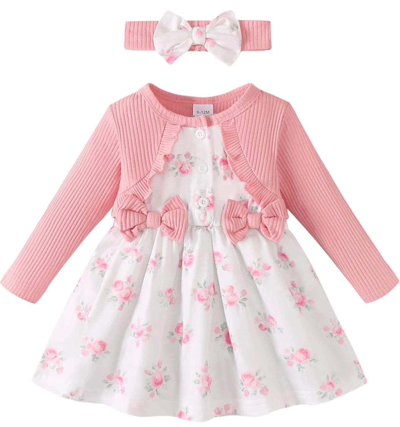 Baby Girls Floral Dress and Headband Set