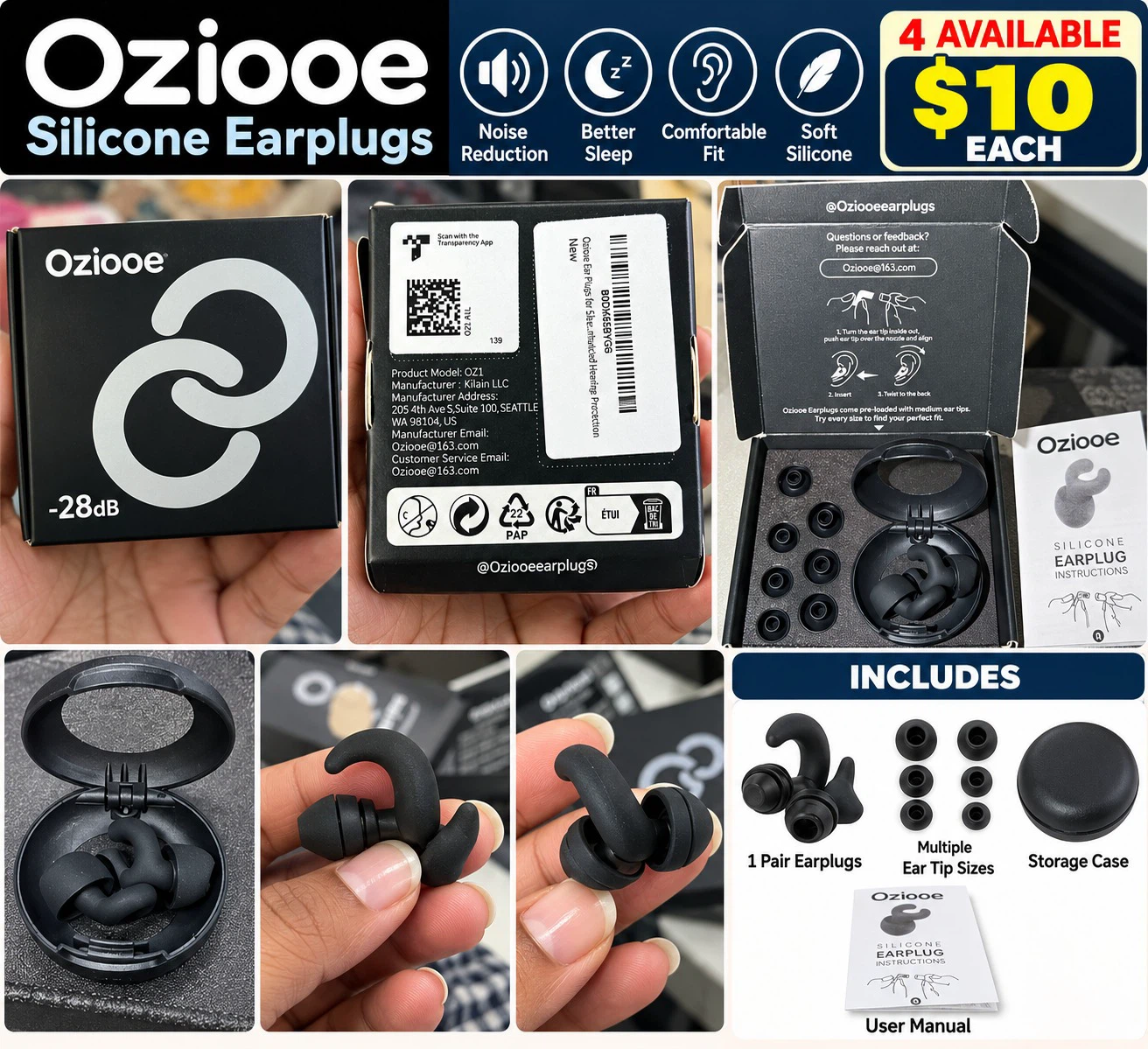 Oziooe Silicone Earplugs