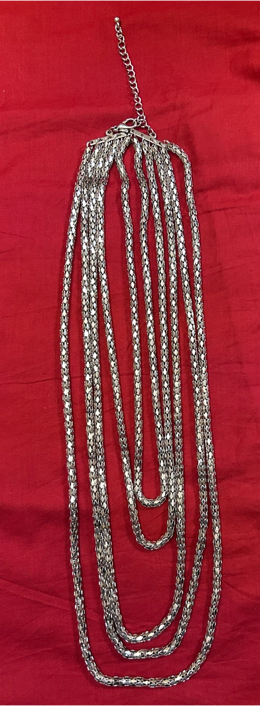 Multi-strand Silver Tone Chain Necklace
