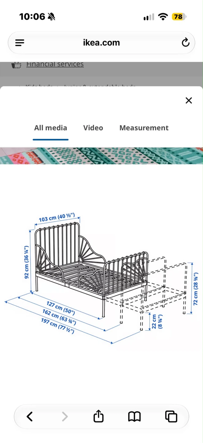 IKEA Minnen Extendable Bed Frame, White - photo 2