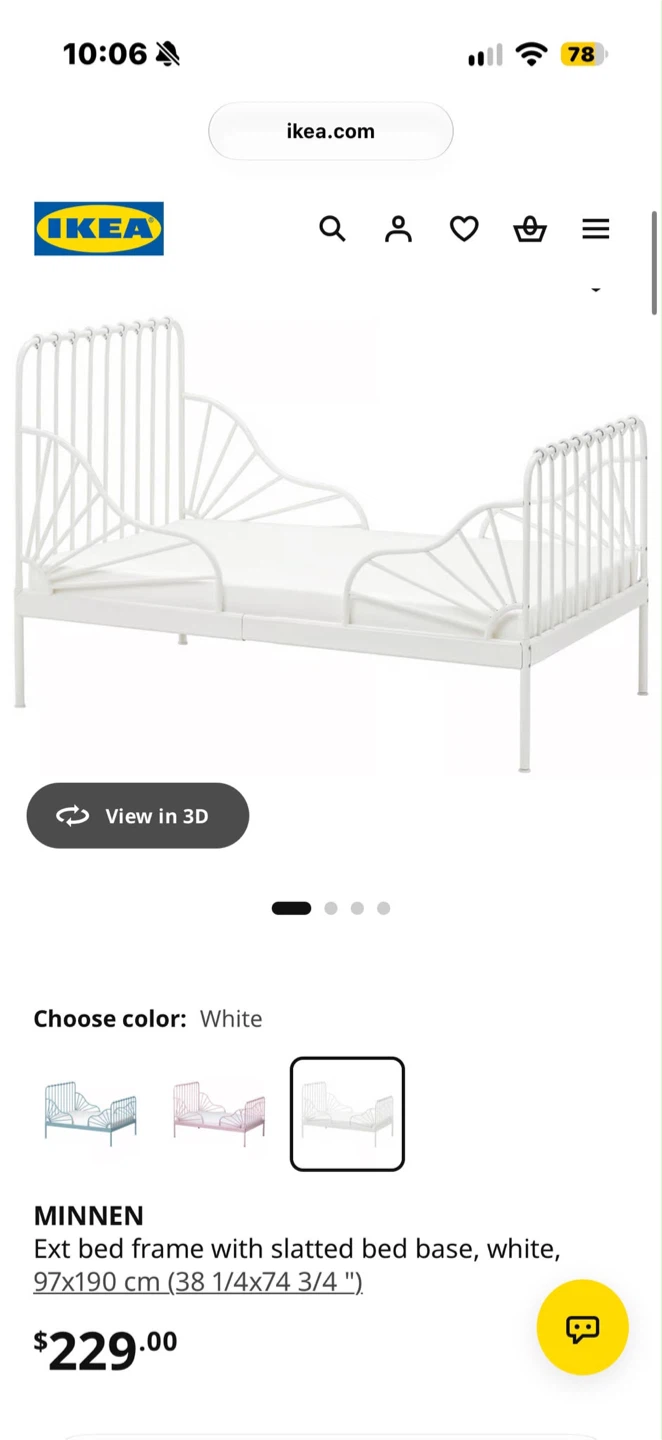 IKEA Minnen Extendable Bed Frame, White