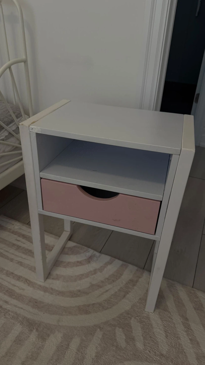 White and pink nightstand