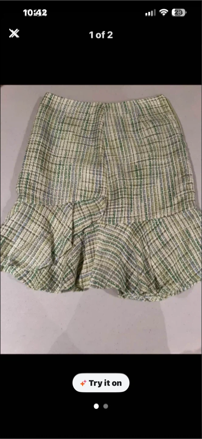 Suzy Shier Tweed Ruffle Skirt