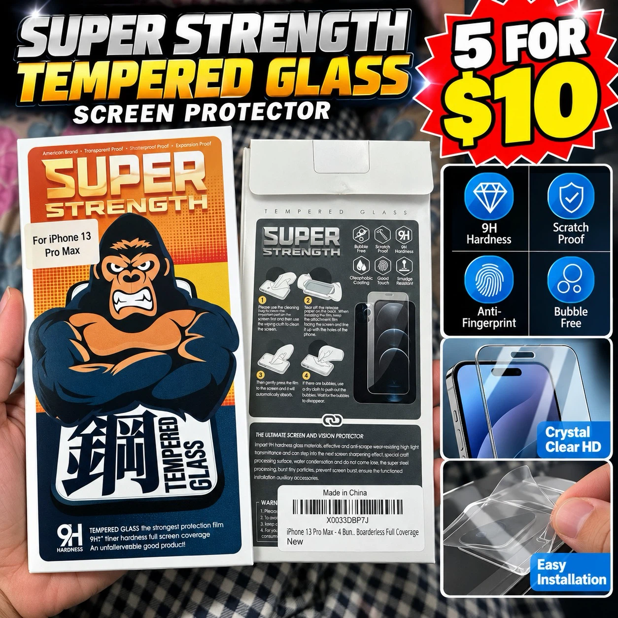 Super Strength Tempered Glass Screen Protector iPhone 13 Pro Max
