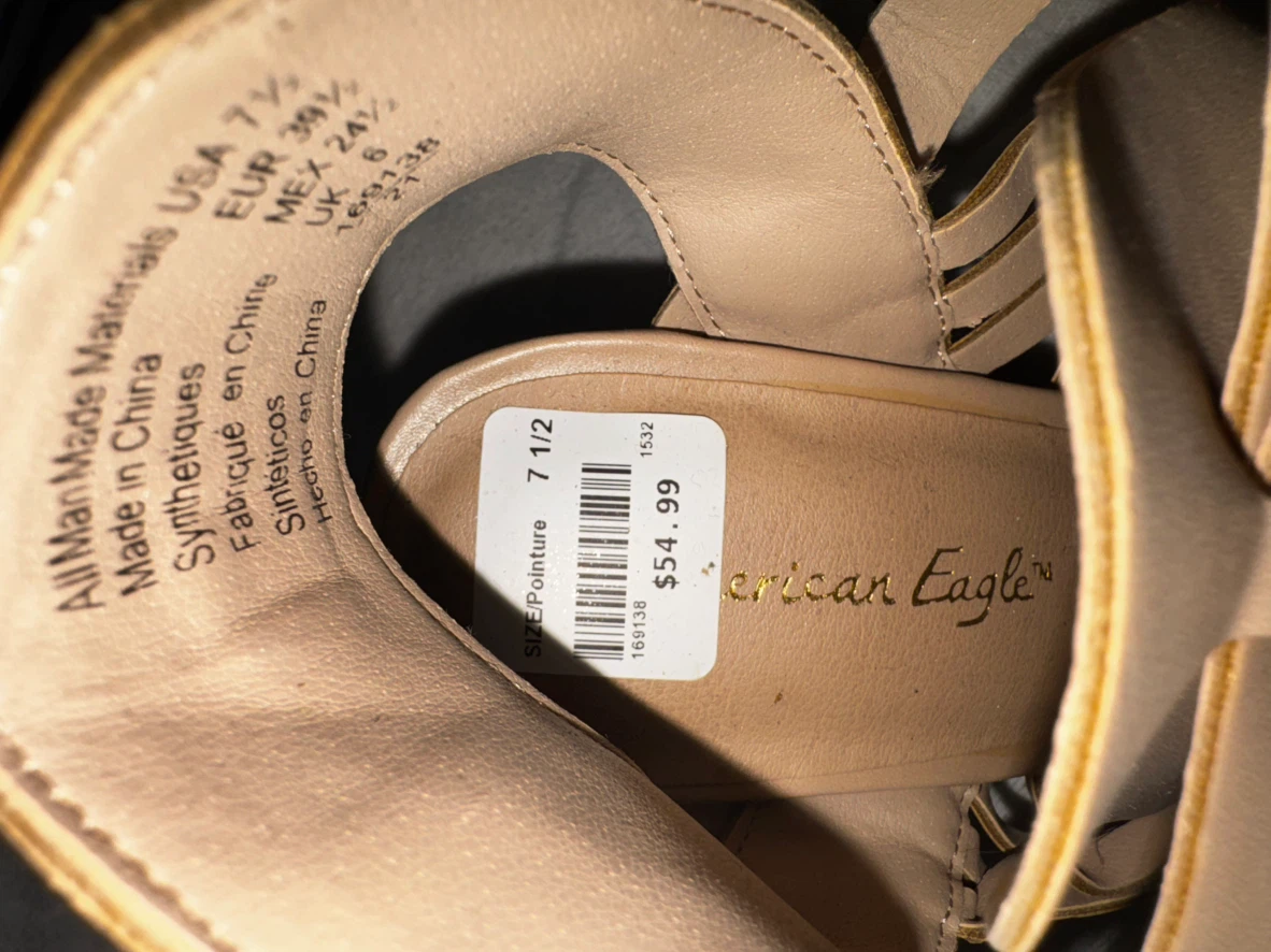 American Eagle Tan Strapy Heel Size 7 1/2 - photo 3