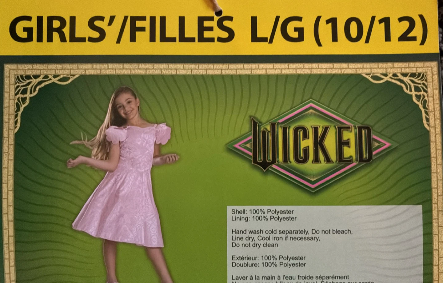 New Wicked Glinda Costume Girls Size L/G (10/12)