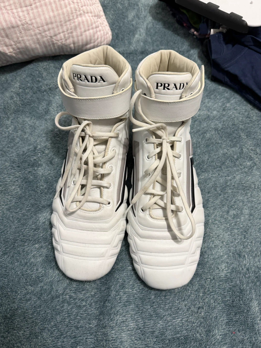 Prada White High-Top Sneakers