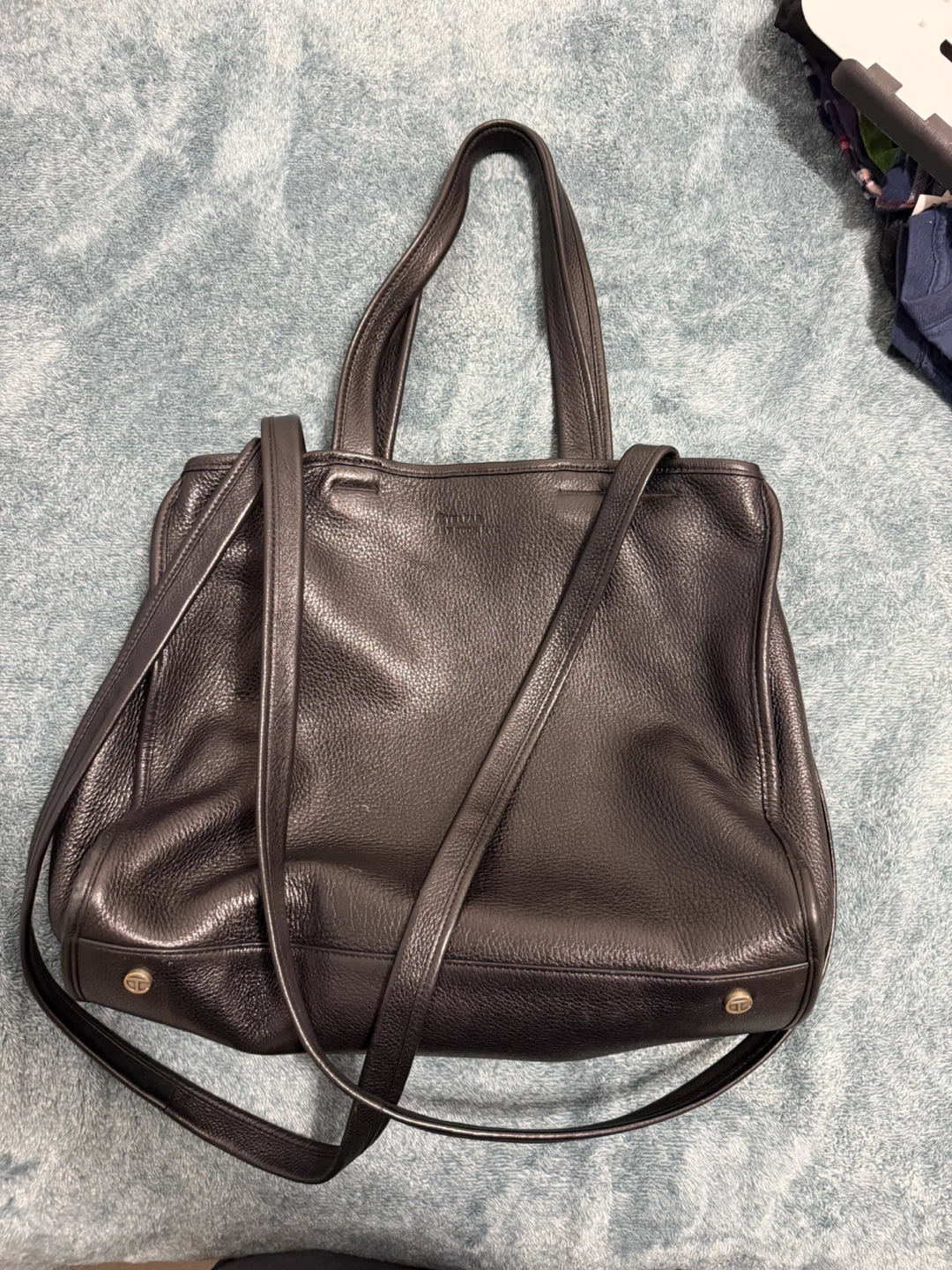 Telfar Black Leather Shopping Bag - photo 2