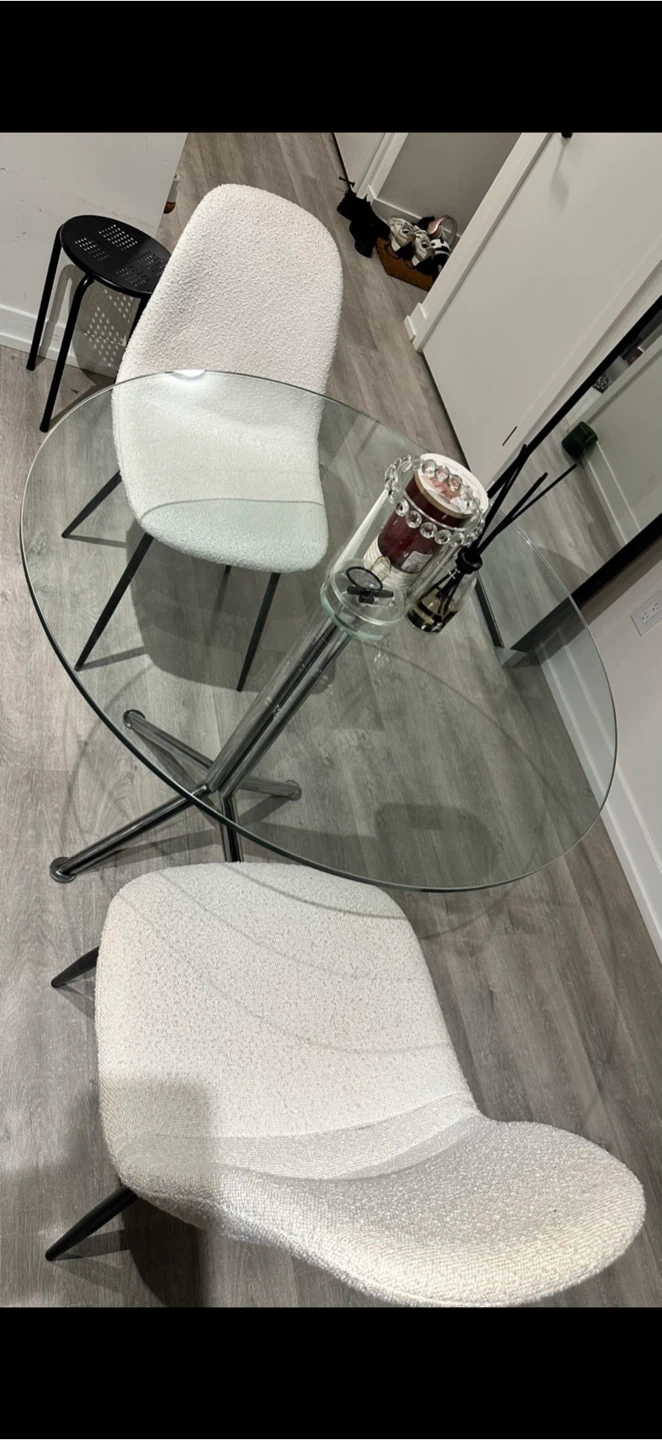 Glass Dining Table with Two Chairs