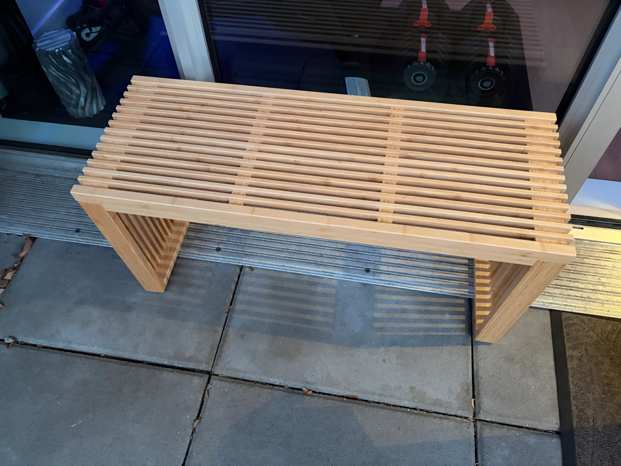 Slatted Bamboo Bench