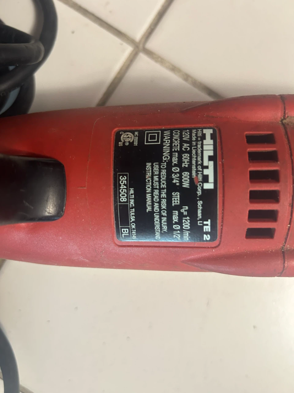 Hilti TE 2 Rotary Hammer Drill - photo 2