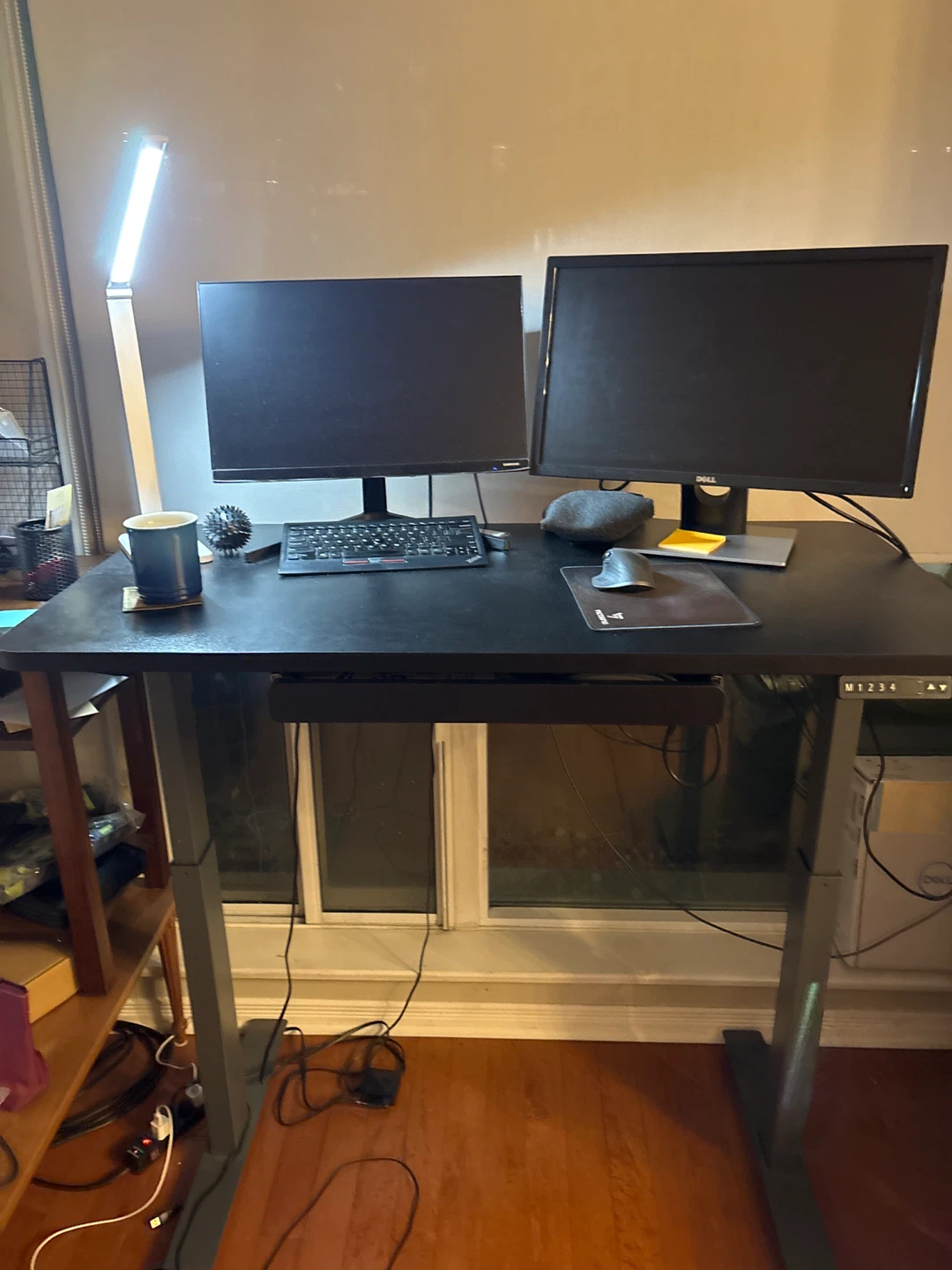 Black adjustable standing desk