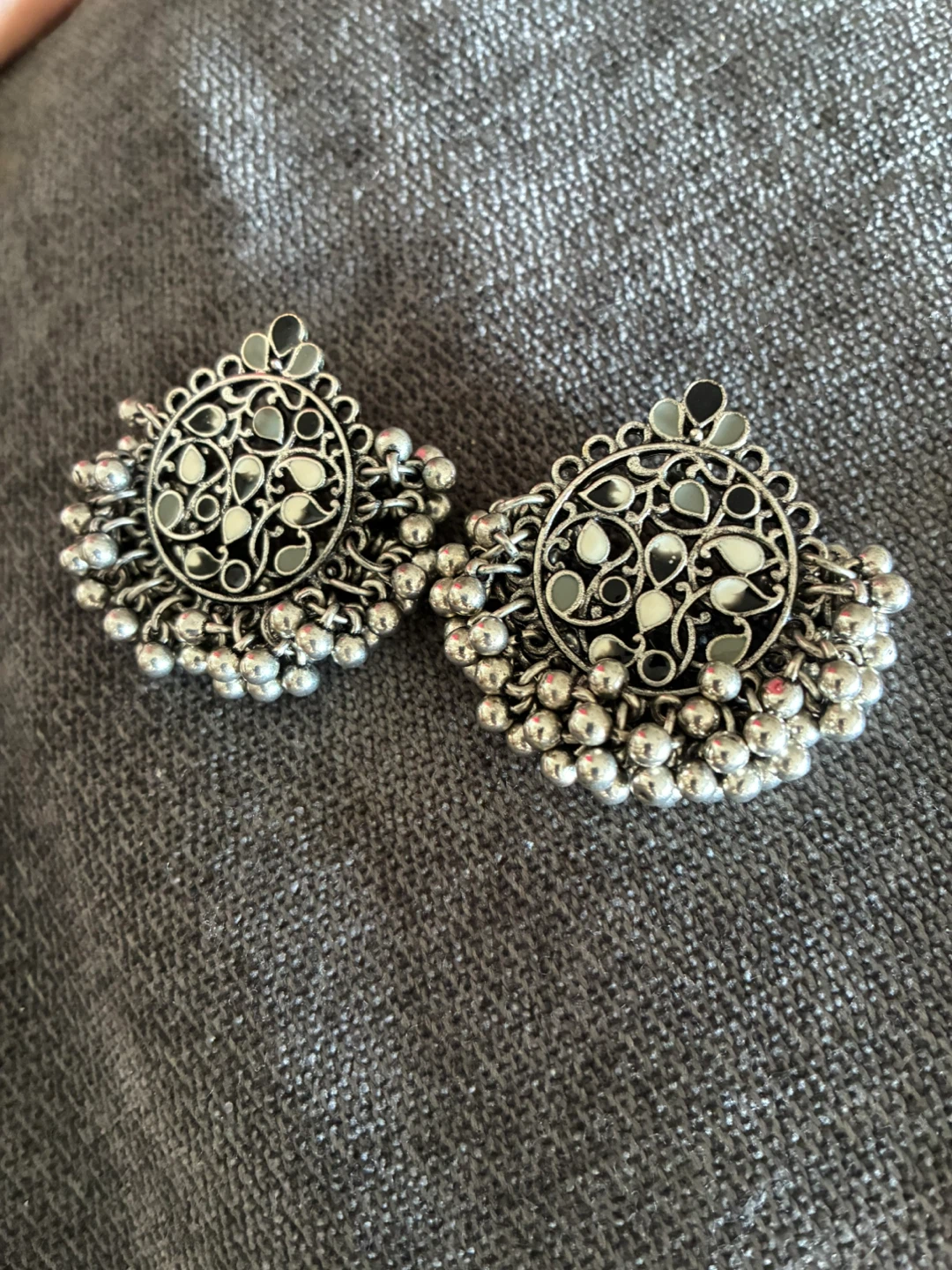 Oxidized Silver Jhumka Earrings