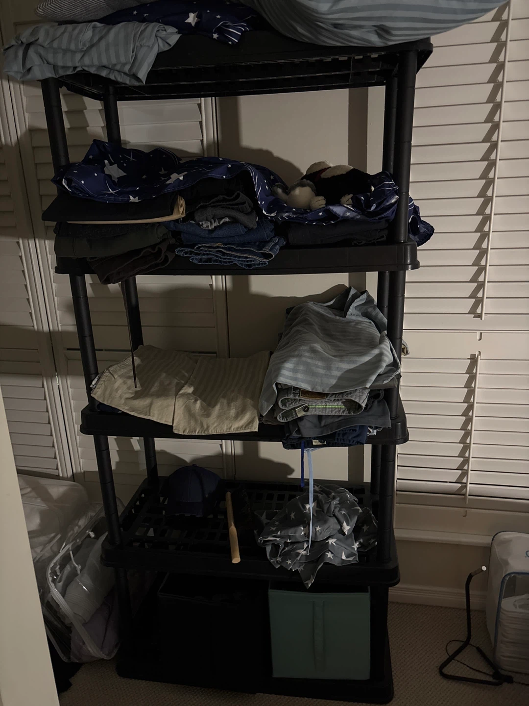 Black 4-Tier Plastic Storage Shelf