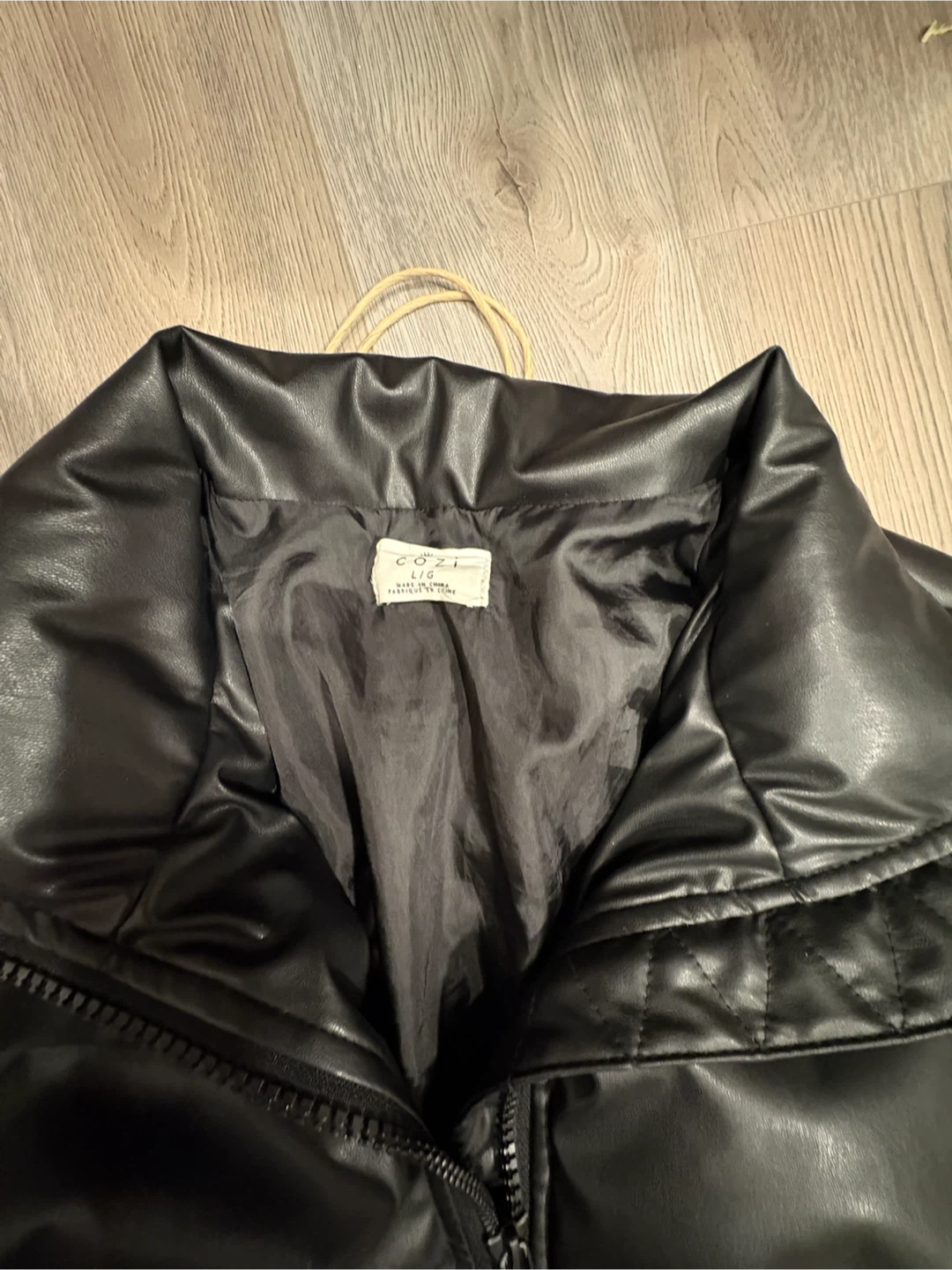 Cozi Black Faux Leather Puffer Jacket - photo 2