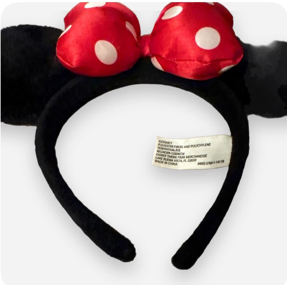 Disney Parks Minnie Mouse Black Ears Red White  Bow Headband - photo 3