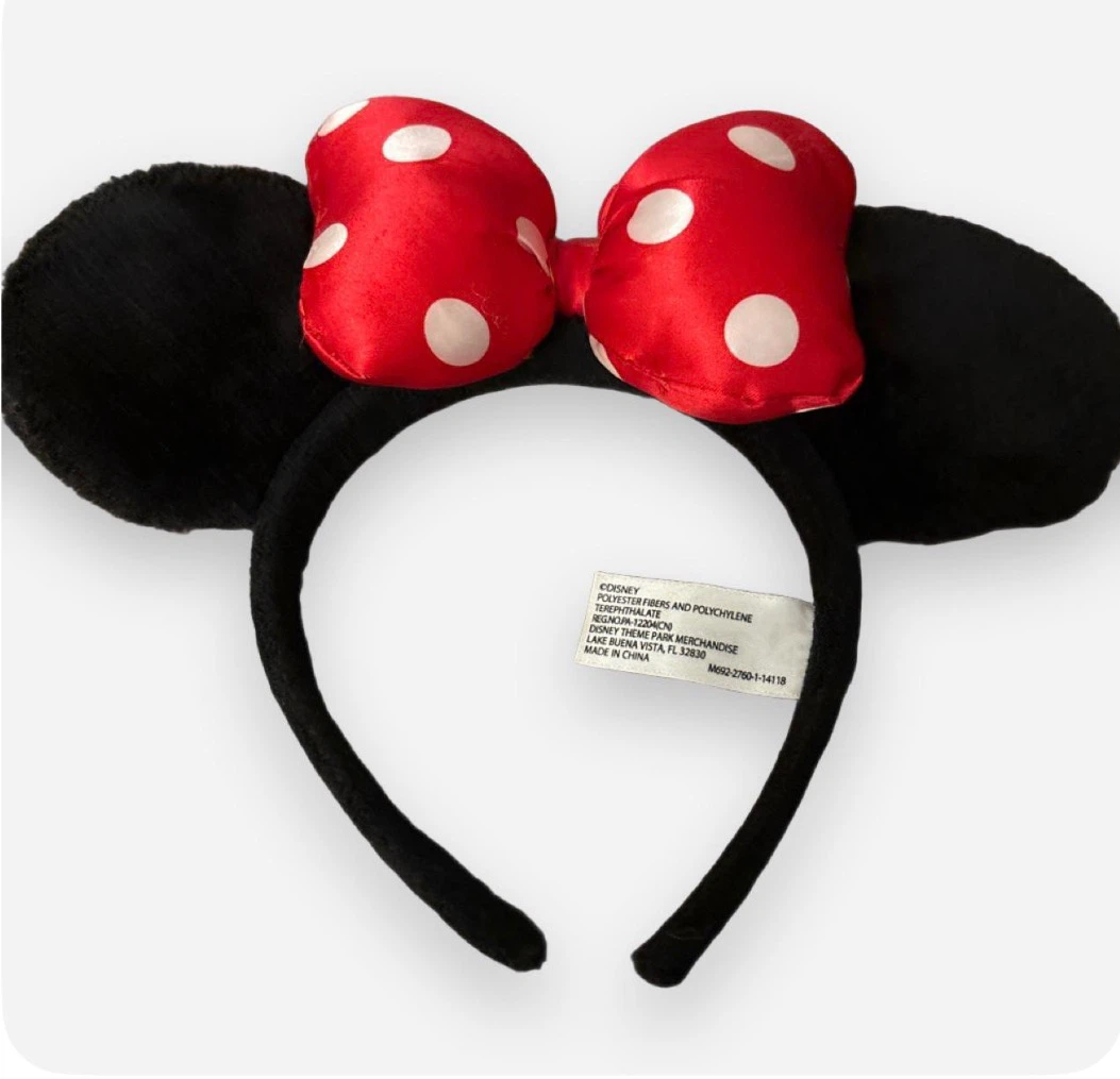 Disney Parks Minnie Mouse Black Ears Red White  Bow Headband - photo 5
