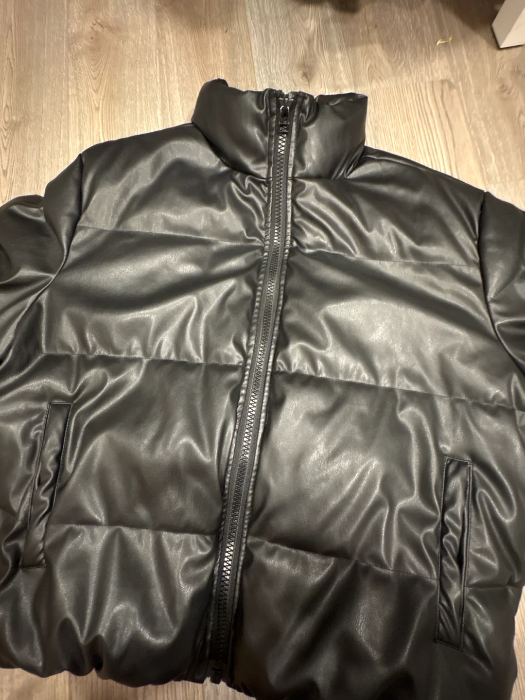 Cozi Black Faux Leather Puffer Jacket - photo 3