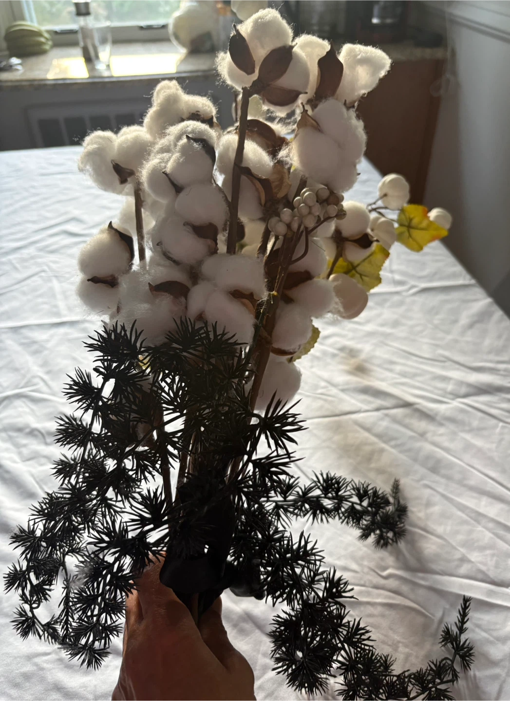 Artificial Cotton and Pumpkin Floral Arrangement - photo 3