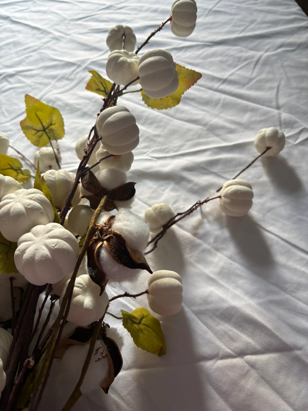 Artificial Cotton and Pumpkin Floral Arrangement - photo 4