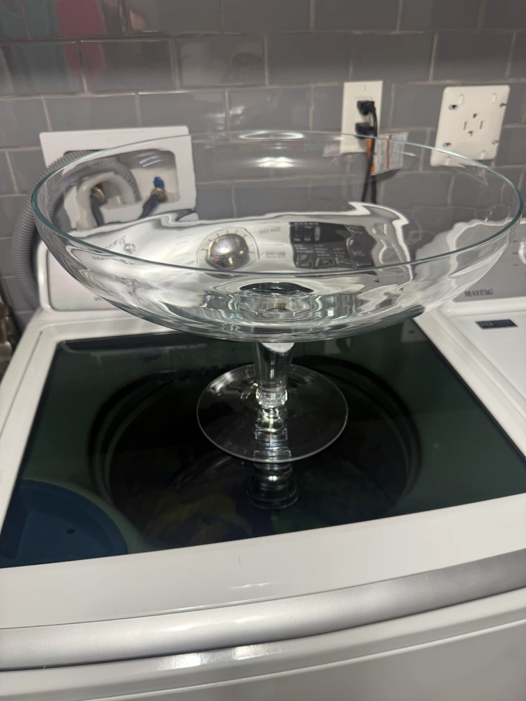 Large glass pedestal bowl
