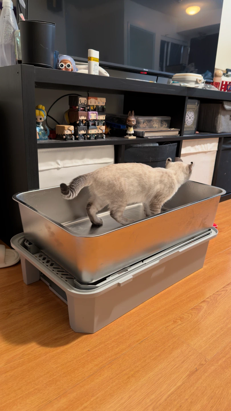 TENTIZON Stainless Steel Cat Litter Box (No door)